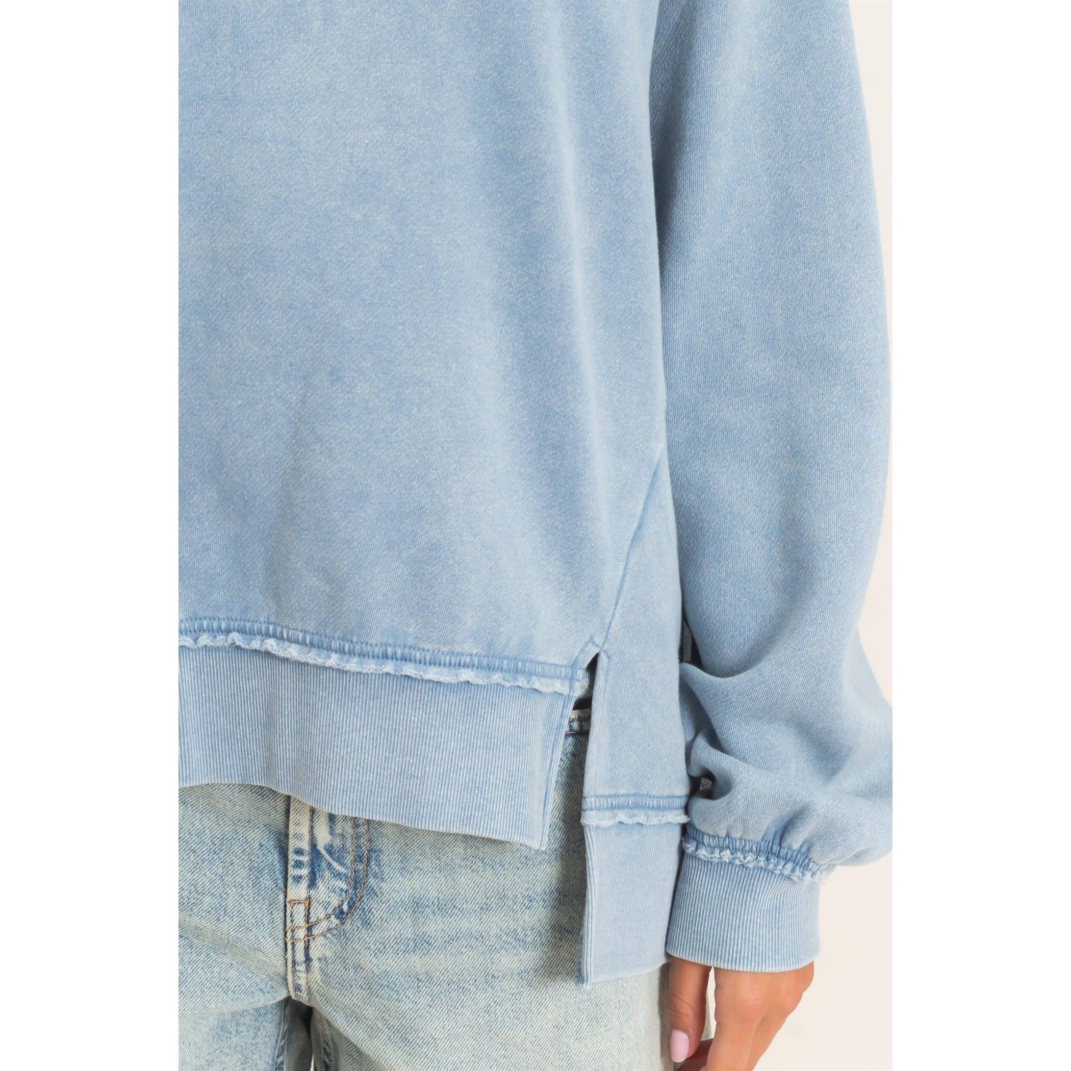 Acid Wash Raw Edge Sweatshirt