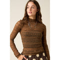 TEXTURED MOCK NECK LACE MESH TOP