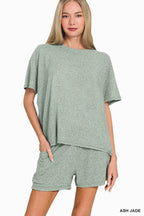 Soft Melange Short Sleeve Tee And Short Pants Set