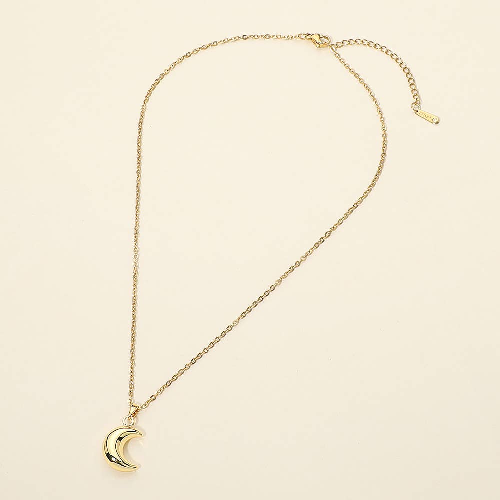 Stainless Steel Crescent Moon Pendant Necklace