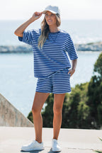 Dropped Shoulder Tee Loose 2pcs Short Set S-4X
