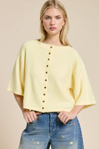 Wide Sleeve Button Front Knit Cardigan