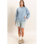 Acid Wash Raw Edge Sweatshirt