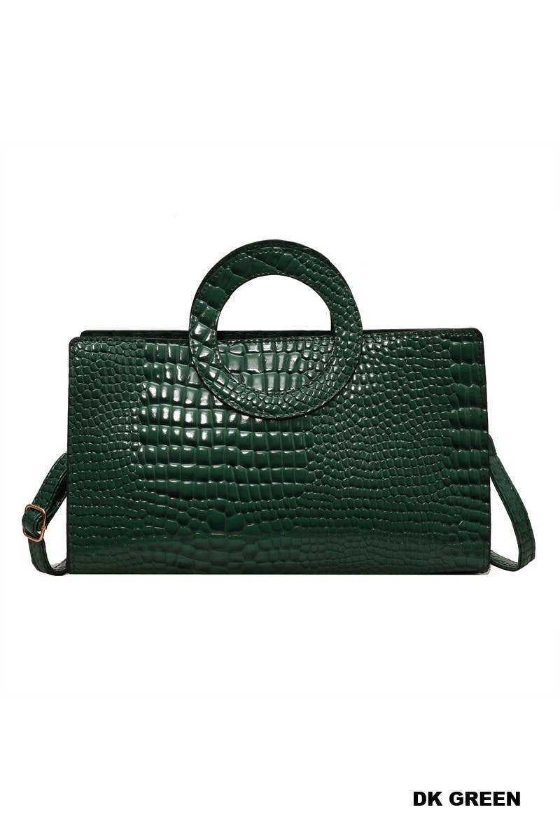 Crocodile Pattern Circular Handle Tote Bag