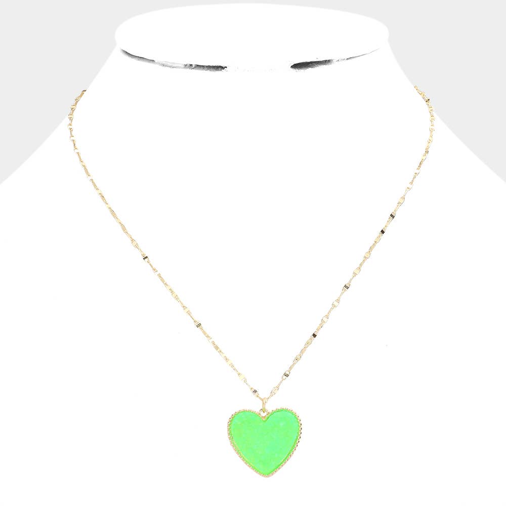 Druzy Heart Pendant Necklace