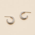 Layered 18k Gold Dip CZ Open Hoop Earrings | 18K Gold-Dipped Layered CZ Open Hoop Earrings