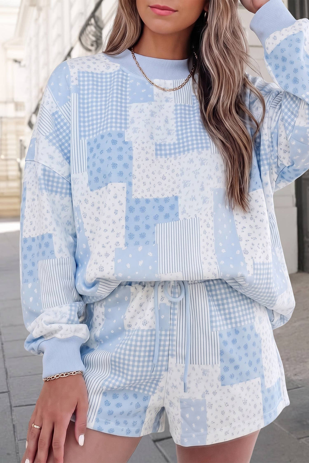 Patchwork Floral Print Shorts Set | S-XL & Plus 1X-4X