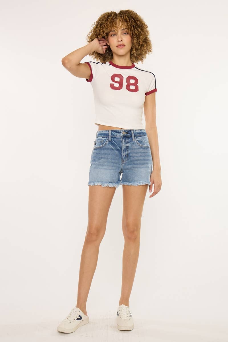 KanCan High Rise Light Wash Shorts