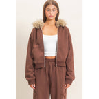 Detachable Fur Zip Up Hoodie