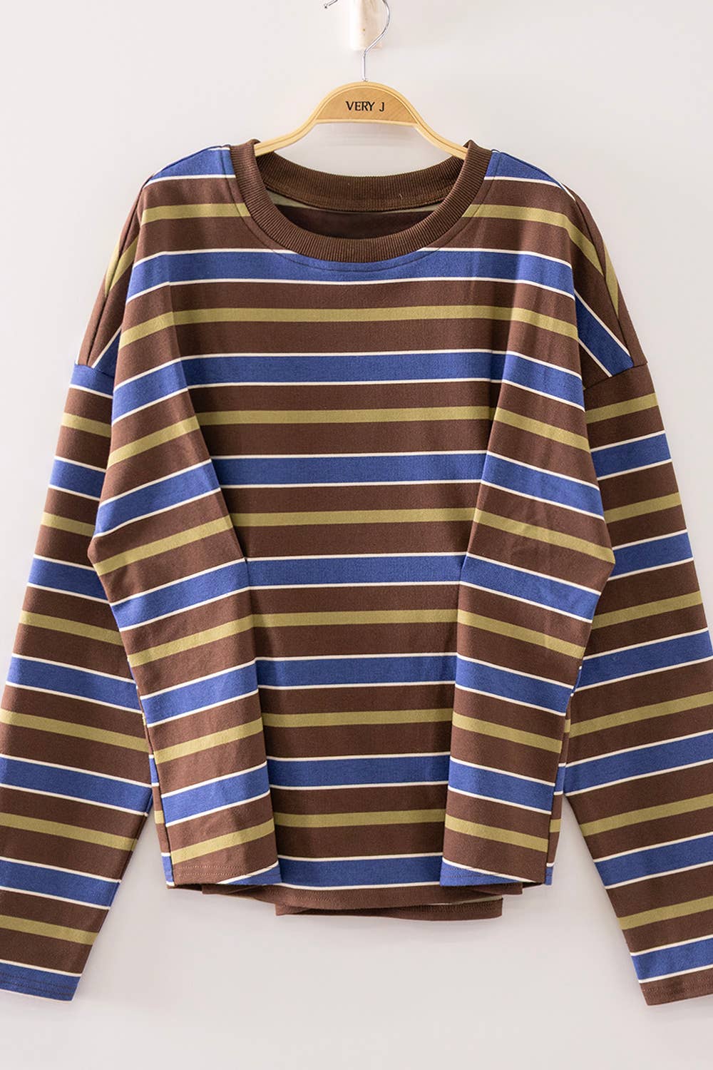 NT12979-Stripe Waist Pleated Top