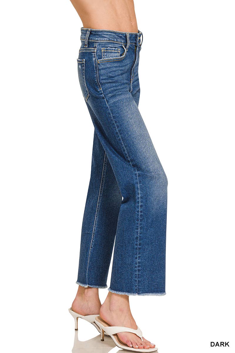 0827 High Waist Straight Leg Dark Wash Denim Pants SI-28061 Zenana