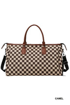Checkered Canvas Weekender Duffle Bag