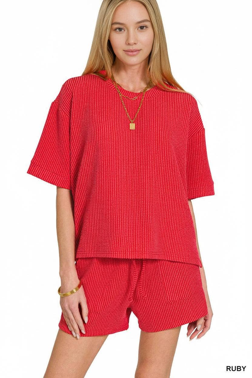 Rib Tee & Shorts 2pc Set