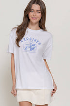Short Sleeve Crew Neck Embroidery Crew Neck Top