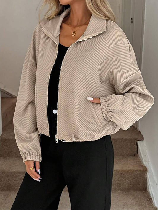 Turtleneck Zipper Drawstring Jacket