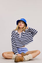 Striped Cropped Polo Shirt