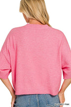 Viscose Mock Neck Short Sleeve Boxy Sweater