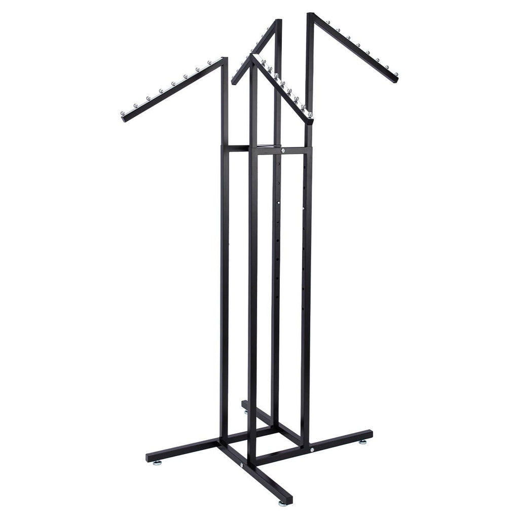 4-Way Black Clothing Rack With Slant Arms