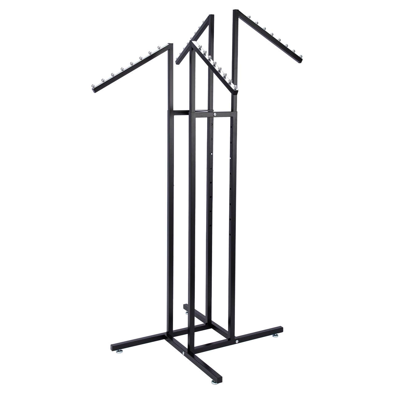 4-Way Black Clothing Rack With Slant Arms