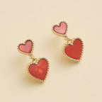 Dual Heart Shell Drop Earrings | Natural Inlay with Polished Metal Trim