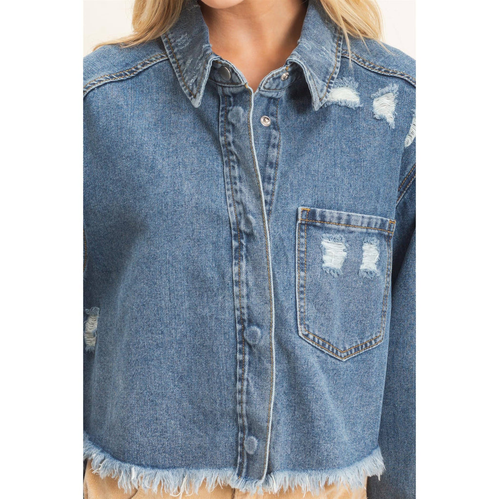 Frayed Hem Denim Jacket
