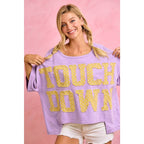 GAMEDAY THEME POLKA DOT PATCHES SHORT SLEEVES TOP