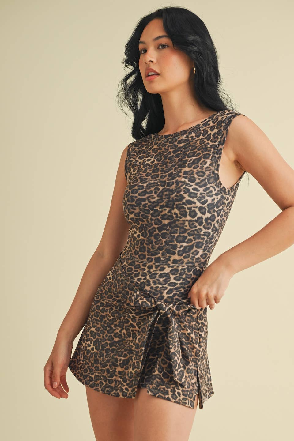 Leopard Print Wrap Tie Front Romper