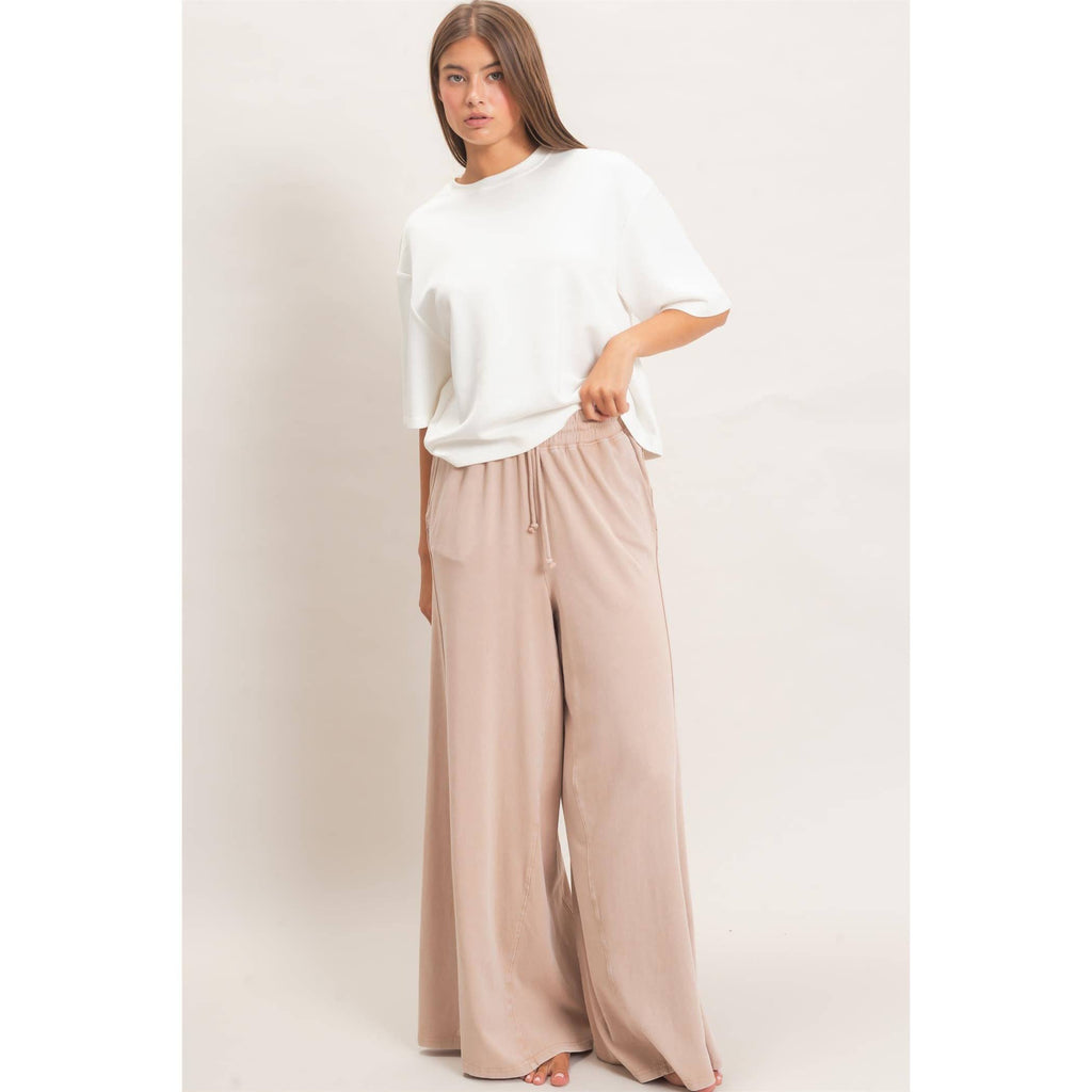 Wide Leg Mineral Wash Pants