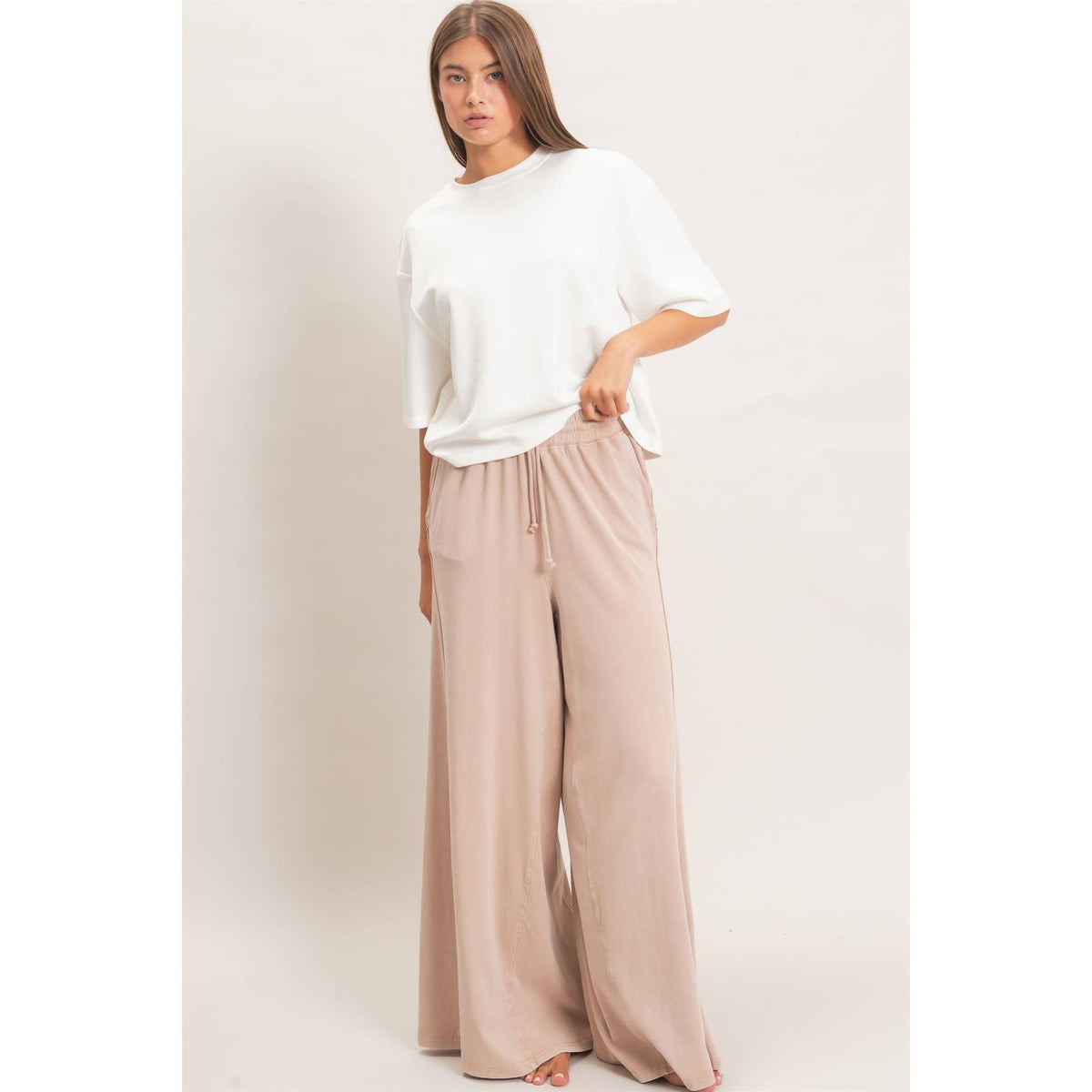 Wide Leg Mineral Wash Pants