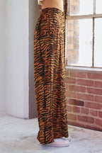 TIGER PRINT WIDE LEG PANTS