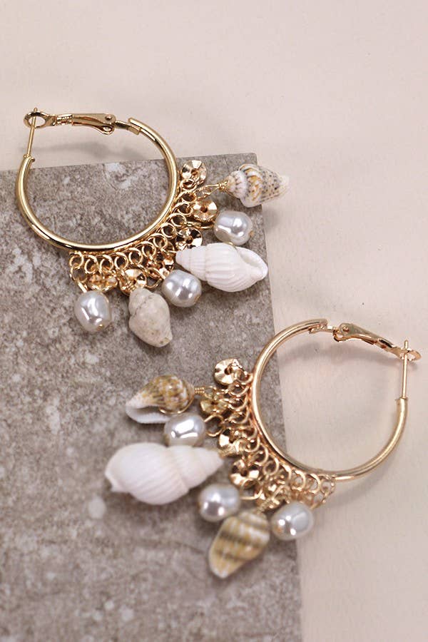 Seashell Cluster Drop Earrings