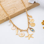 Charm Necklace-Sea Starfish Seashell Fish | 80N92950