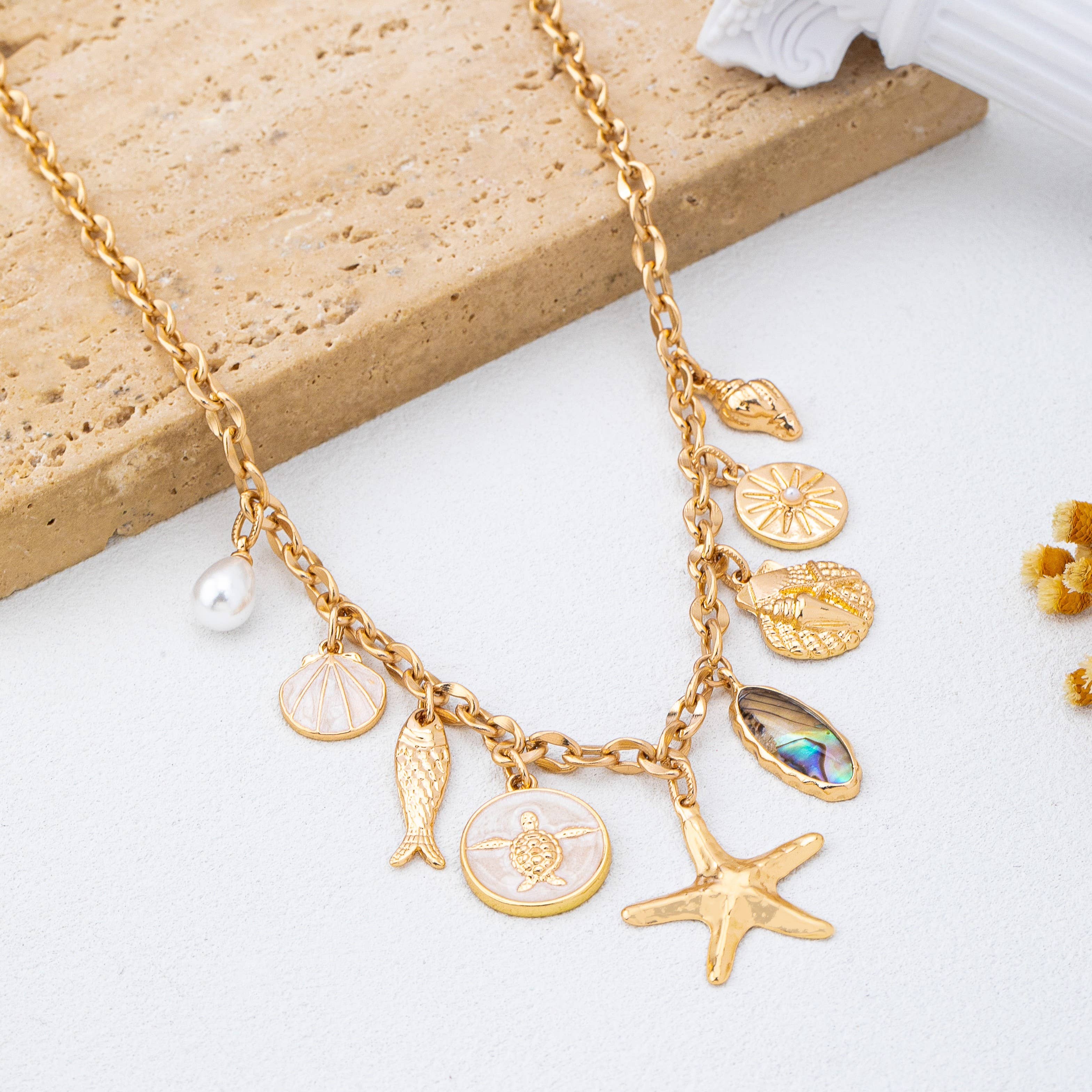 Charm Necklace-Sea Starfish Seashell Fish | 80N92950