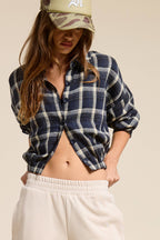 Plaid Button Up Crop Shirt