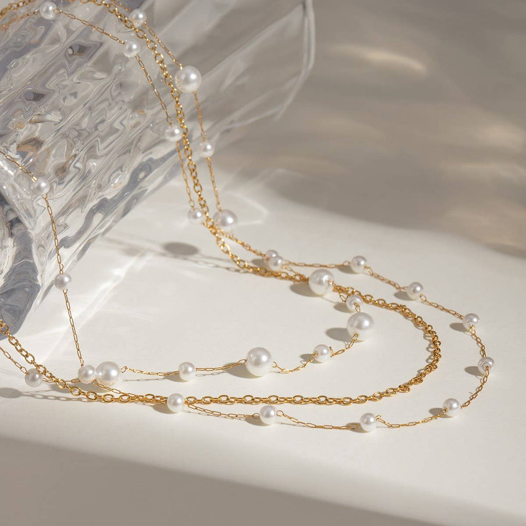 18K STAINLESS STEEL TARNISH FREE LAYERED NECKLACE | 40NK9551