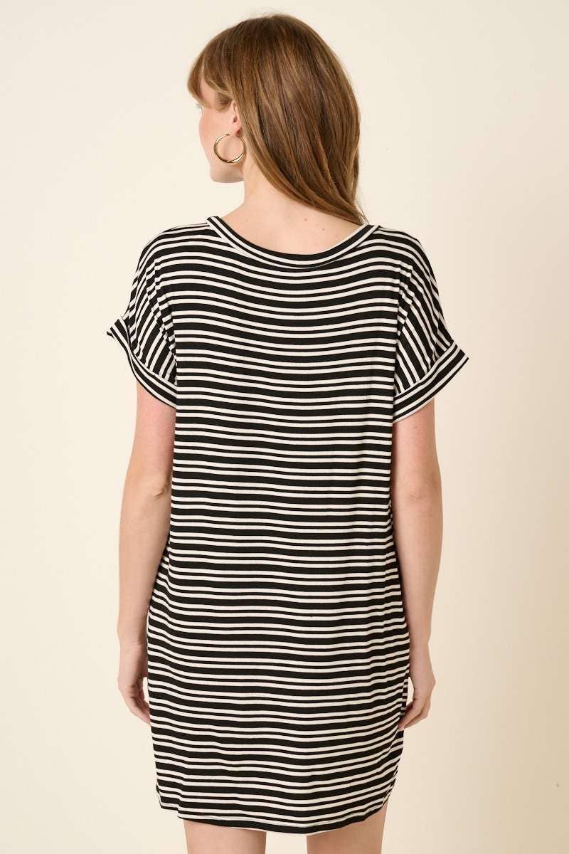 D1890-STRIPE DOLMAN T SHIRT DRESS