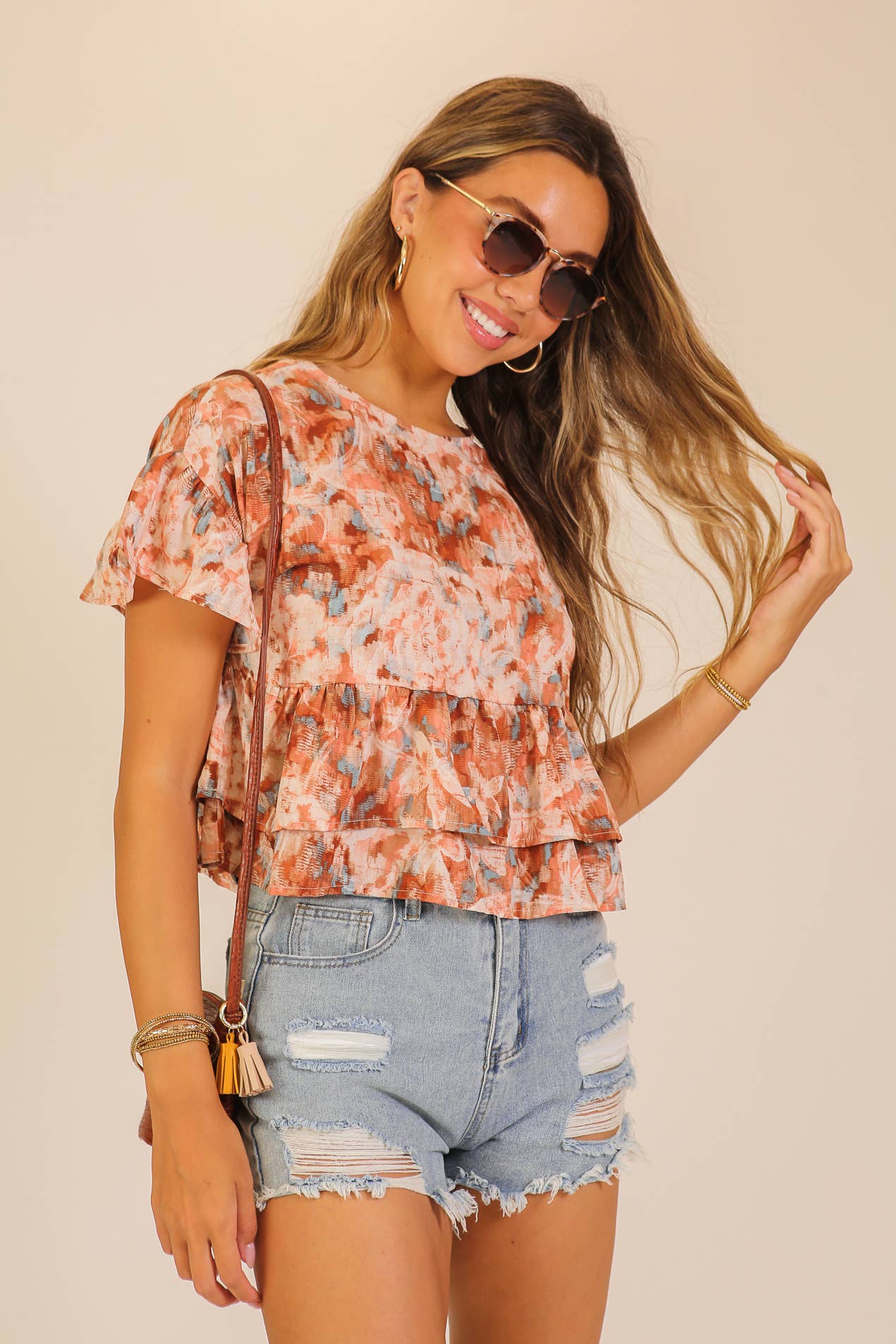 Floral Tiered Ruffle Blouse