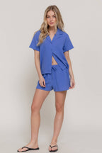 Short Sleeve Resort Collar Shirt & Waistband Shorts Set