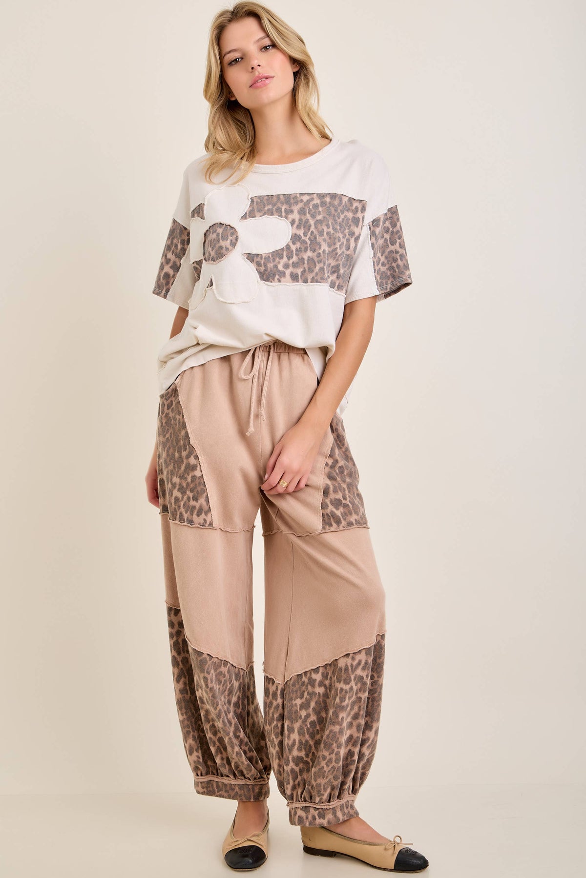 Mineral Washed Cheetah Leopard Balloon Lounge pants HP6948