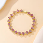 Dainty Gold-Tone Quatrefoil Crystal Bracelet | 40B5260