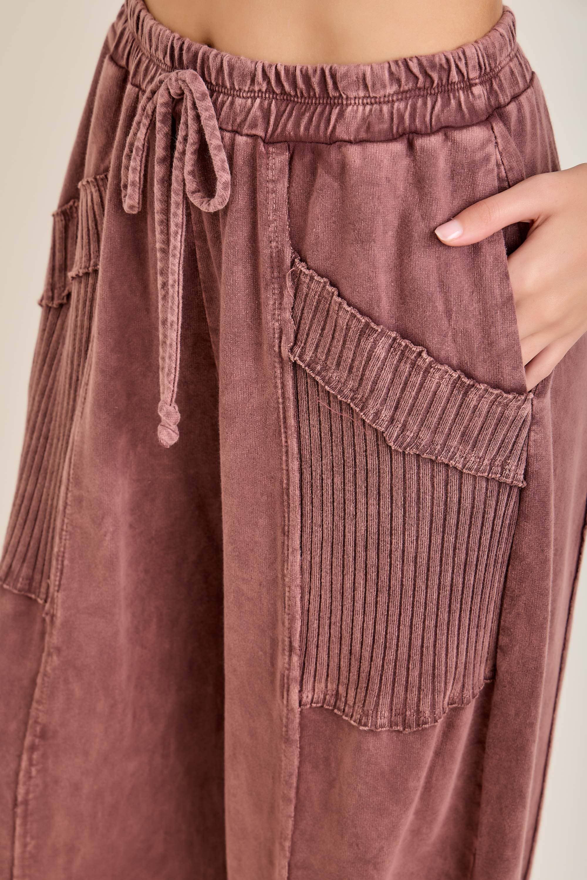 Zen Mineral Washed Ribbed  Baggy Lounge Balloon Pants HP7610