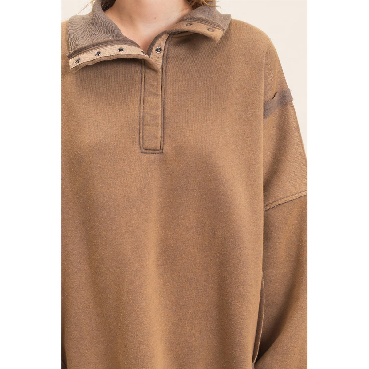 Mineral Wash Snap Collar Pullover