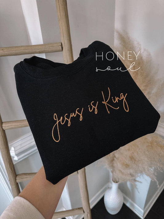 Embroidered 'Jesus is King' Sweatshirt