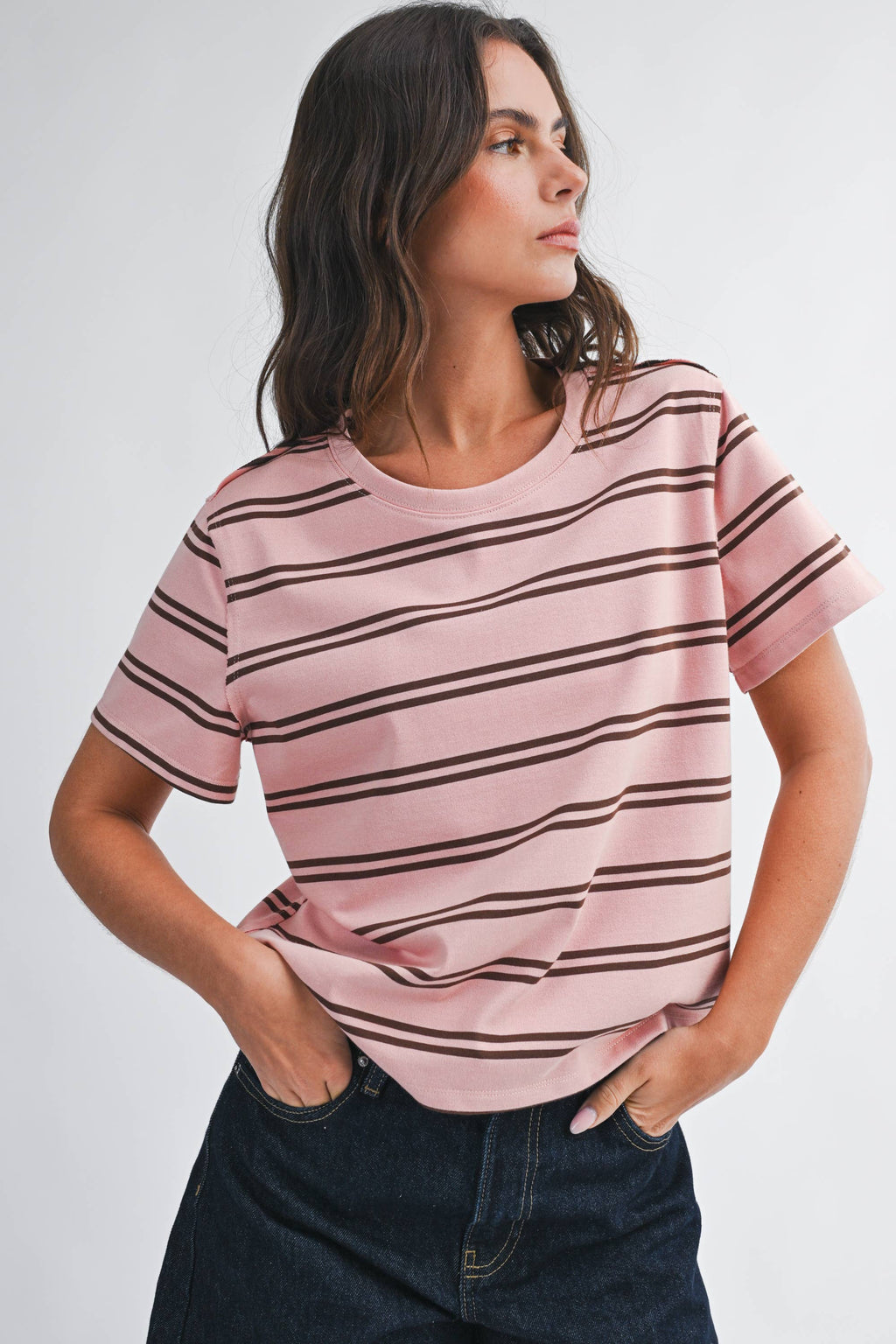 8510HN Striped Boxy Short Sleeve Tee
