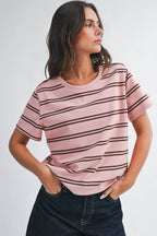 8510HN Striped Boxy Short Sleeve Tee