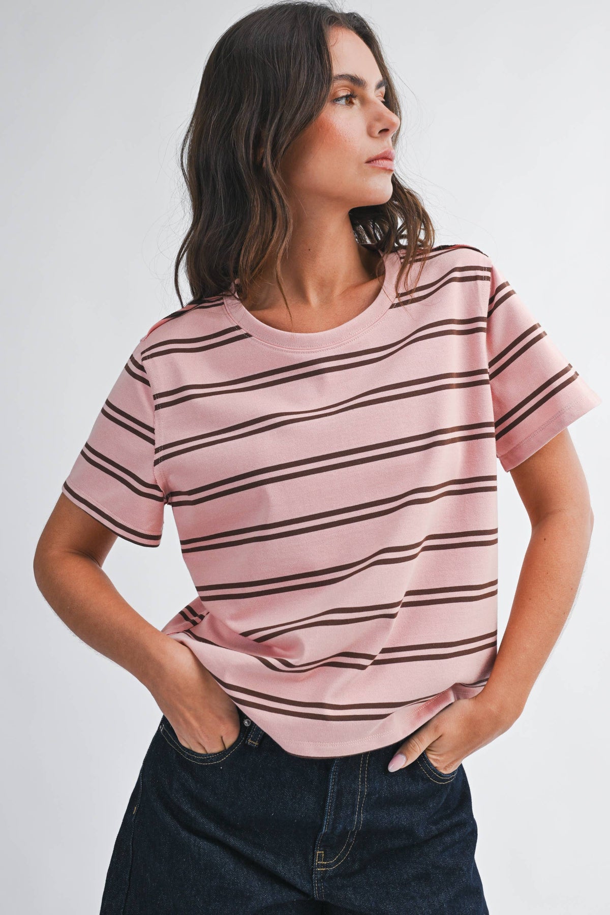 8510HN Striped Boxy Short Sleeve Tee