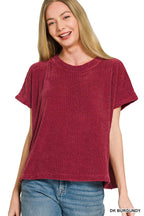 Chenille Waffle Cap Sleeve Sweater