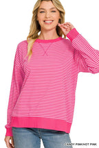 Striped Rib Banded Pullover