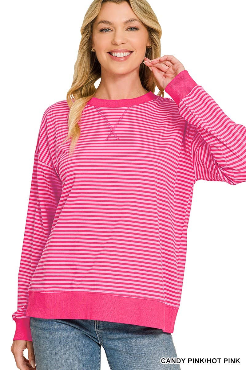 Striped Rib Banded Pullover