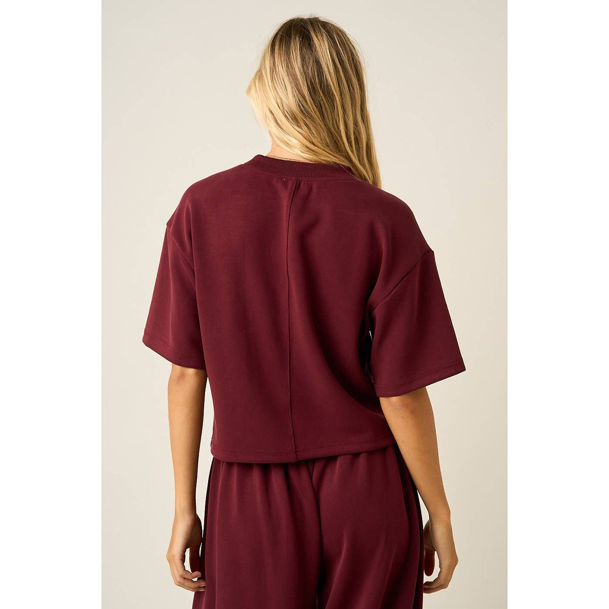 CLOUD KNIT SHORT SLEEVE BOXY CREW NECK TOP